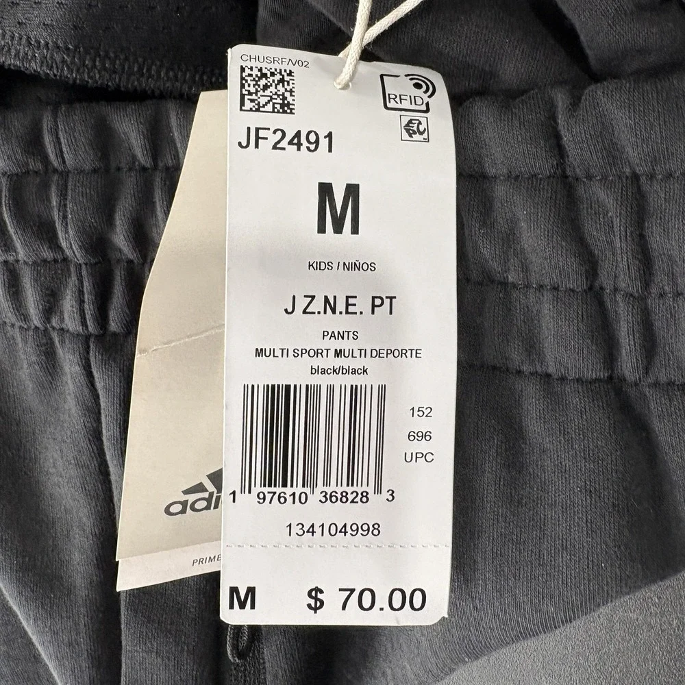 Adidas J.Z.N.E. PT Jogger Pants Kids Medium Black Fleece Zip Pocket Track Gym